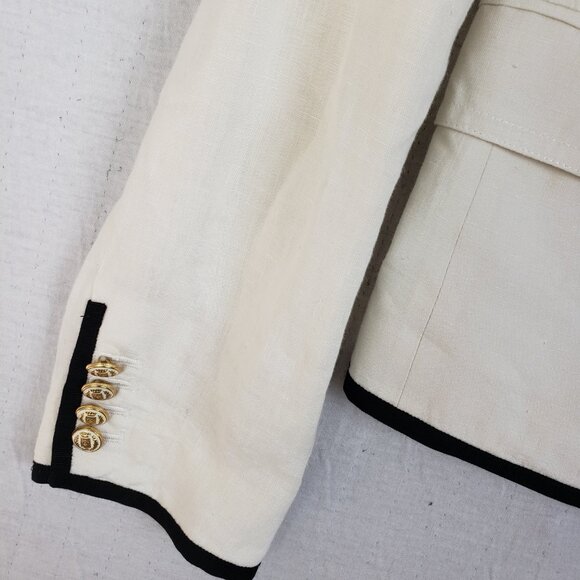 J CREW Schoolboy 100% Linen Blazer Nautical Crest Gold Buttons Preppy size 12 - Picture 12 of 12